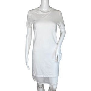 Forever 21 Dress Women Small White‎ Mesh Hem T-Shirt Casual Neutral Minimalist